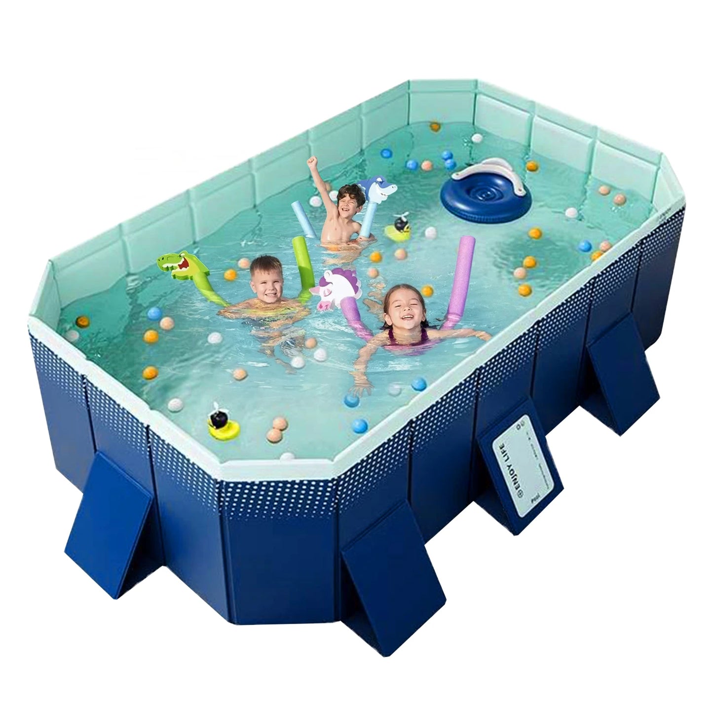Foldable Kids Pool - Collapsible PVC Swimming Pool with Quick Drain,No Inflation Needed for Indoor/Outdoor Water Play & Ball Pit