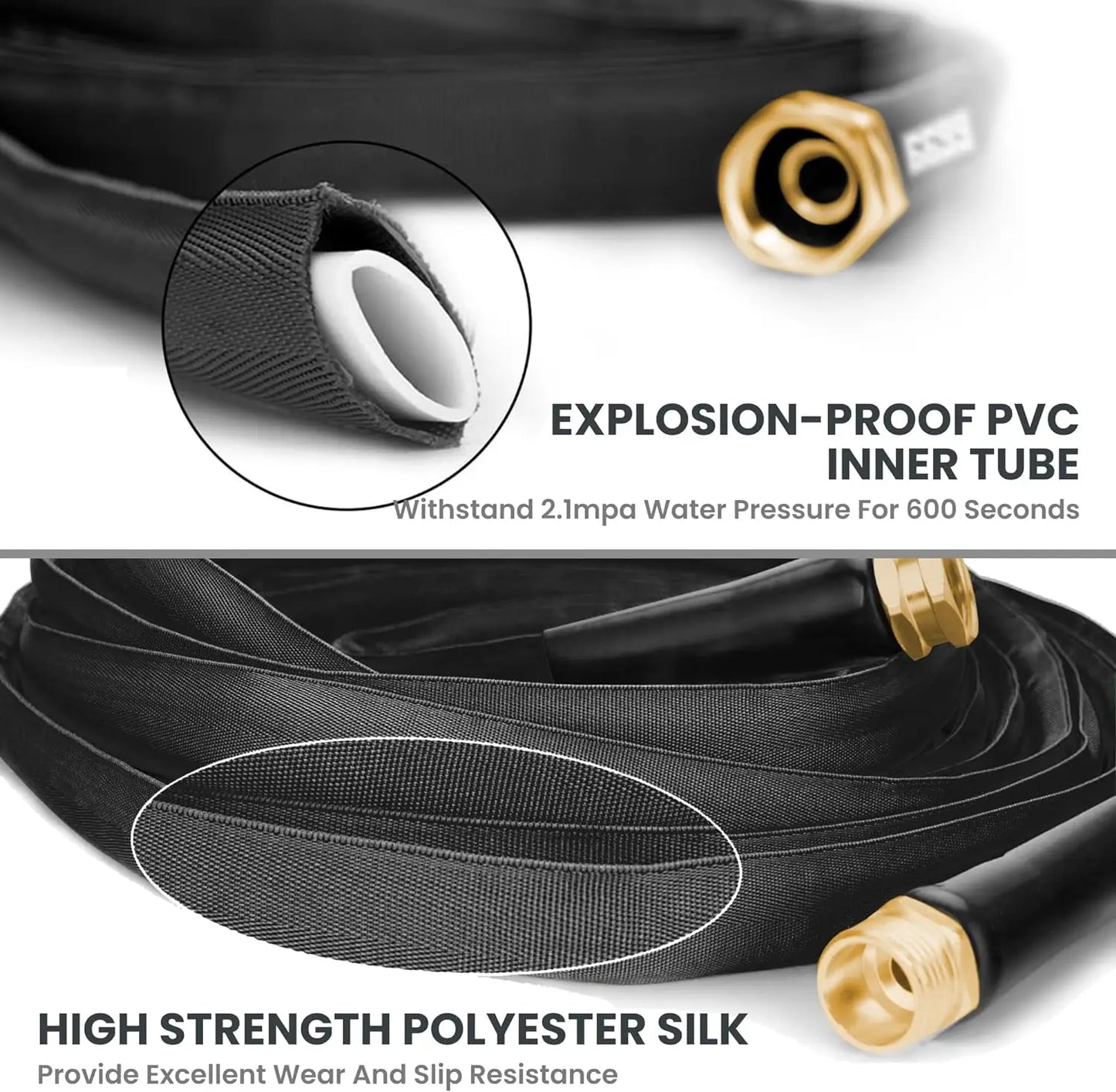 Giraffe Tools Garden Hose Lightweight Lay Flat Water Pipe Kink Free Flexible Hose with 9 Spray Function Nozzle(Black)