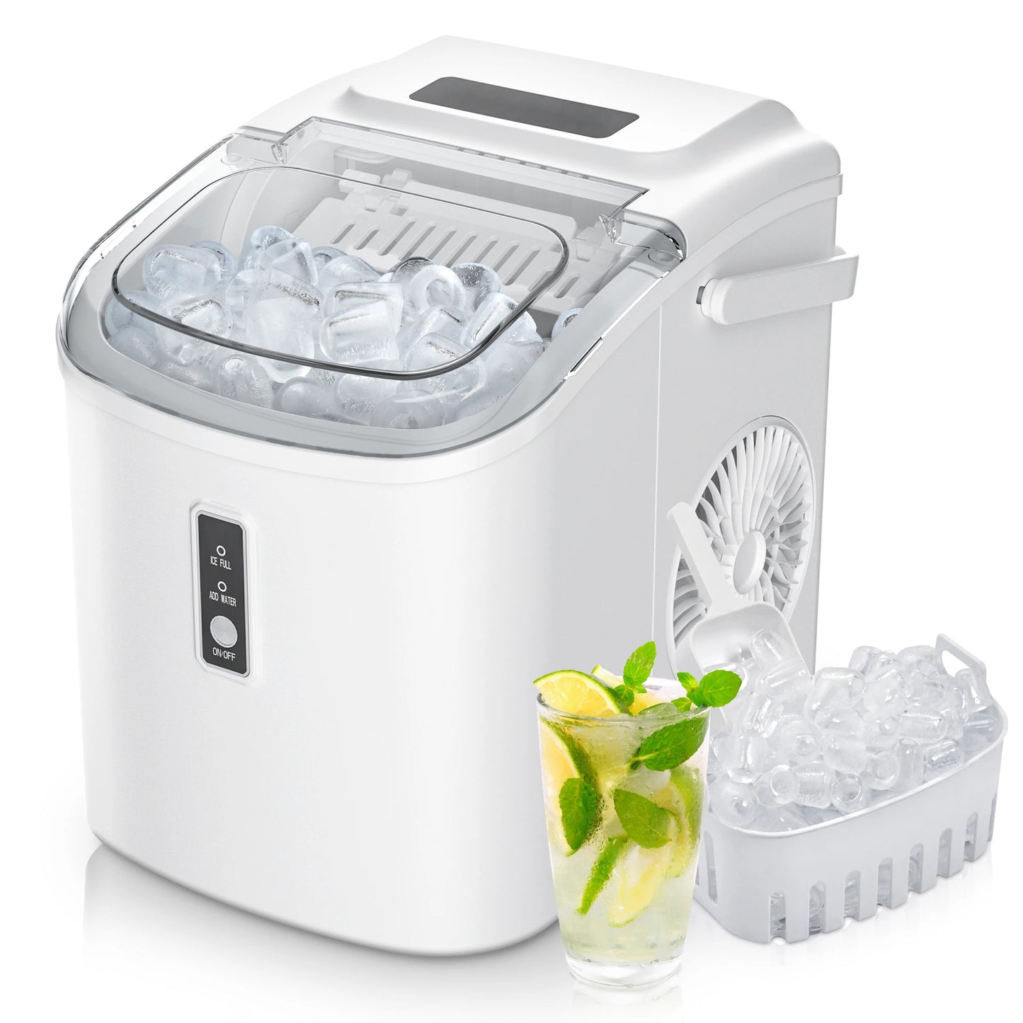 SIMZLIFE Portable Ice Maker Machine 26.5lbs/Day 9 Cubes in 6 Mins with Auto-Cleaning Basket and Scoop for Kitchen Office Party