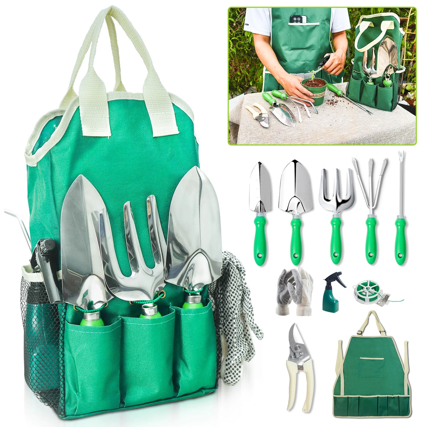 11pcs Garden Tool Set | Gardening Tools With Organizer HandBag, Ideal For Digging Planting Pruning - Quick and EZ Shop