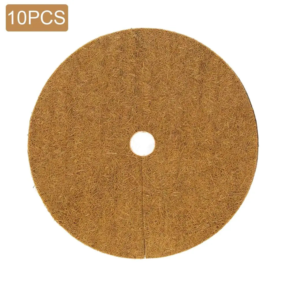 10Pcs Coir Fiber Liner Round Coconut Natural Coconut Fibers Disc Coir Weed Control Rings for Weed Control Plant Cover Flower Pot