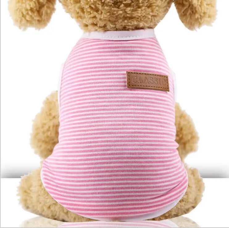 Summer Cat Clothes Cotton Striped Vest Pet Cats T Shirt Clothing For Cat Outfit Shirt Pet Clothes Cute Kitten Puppy Costume 25S2