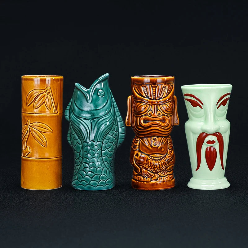 Hawaii Tiki Mugs Cocktail Fish Cup Beer Beverage Mug Wine Mug Ceramic Easter Islander Tiki Mug Bar Tool