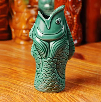 Hawaii Tiki Mugs Cocktail Fish Cup Beer Beverage Mug Wine Mug Ceramic Easter Islander Tiki Mug Bar Tool