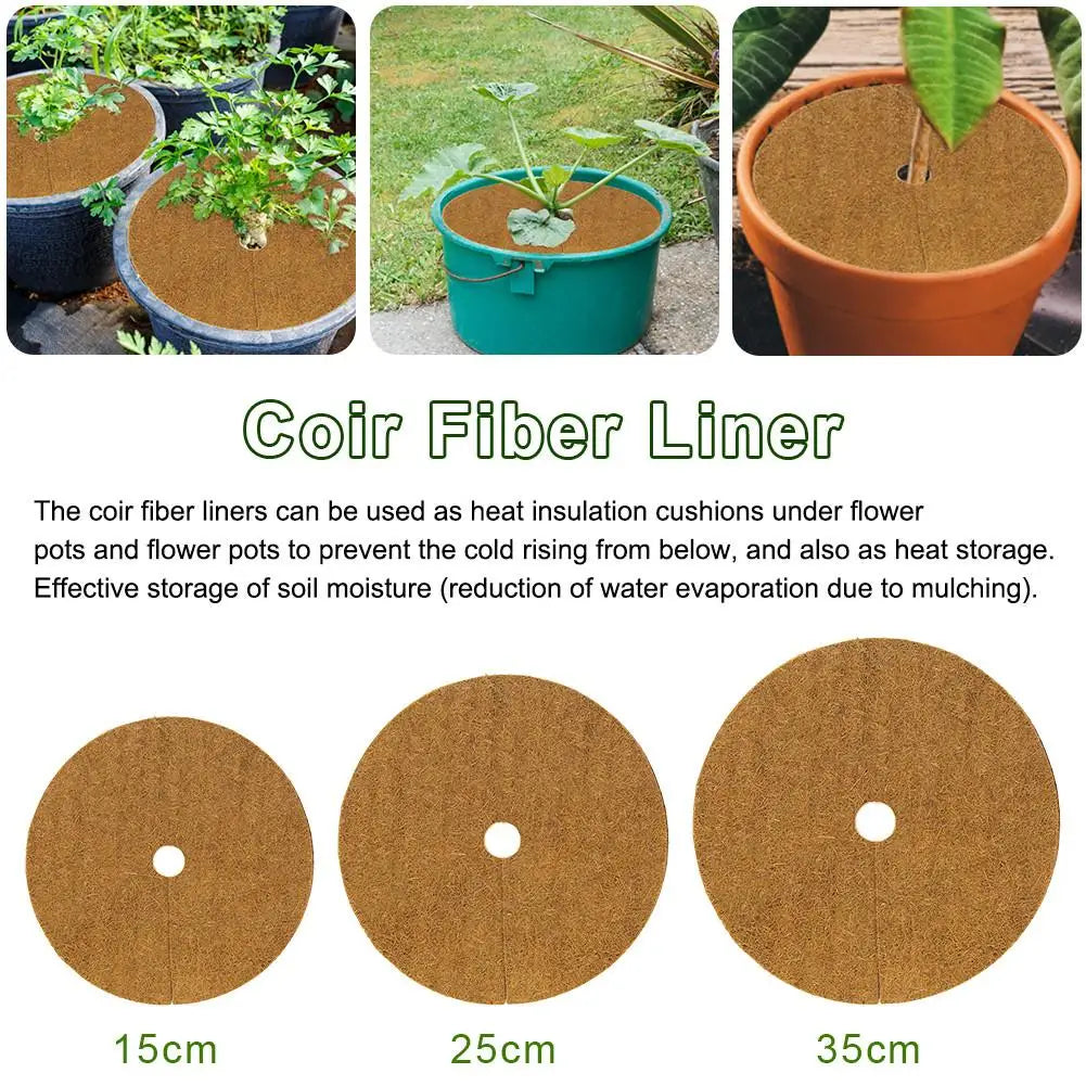 10Pcs Coir Fiber Liner Round Coconut Natural Coconut Fibers Disc Coir Weed Control Rings for Weed Control Plant Cover Flower Pot