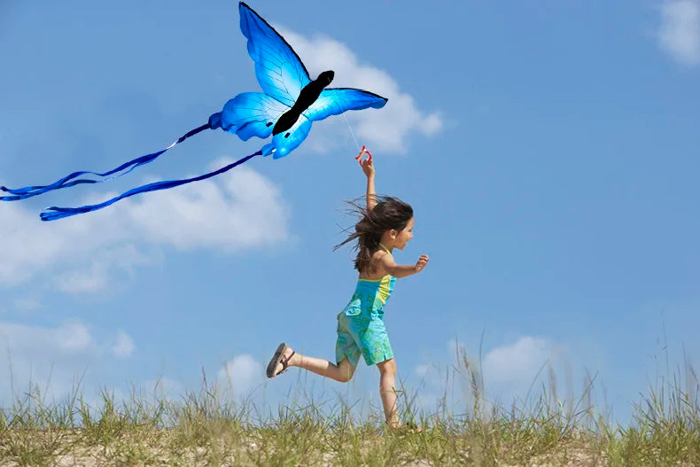 Strong Butterfly With  Long  Tail!Huge Beginner Kites for Kids And Adults 55-Inch Come With String And Handle
