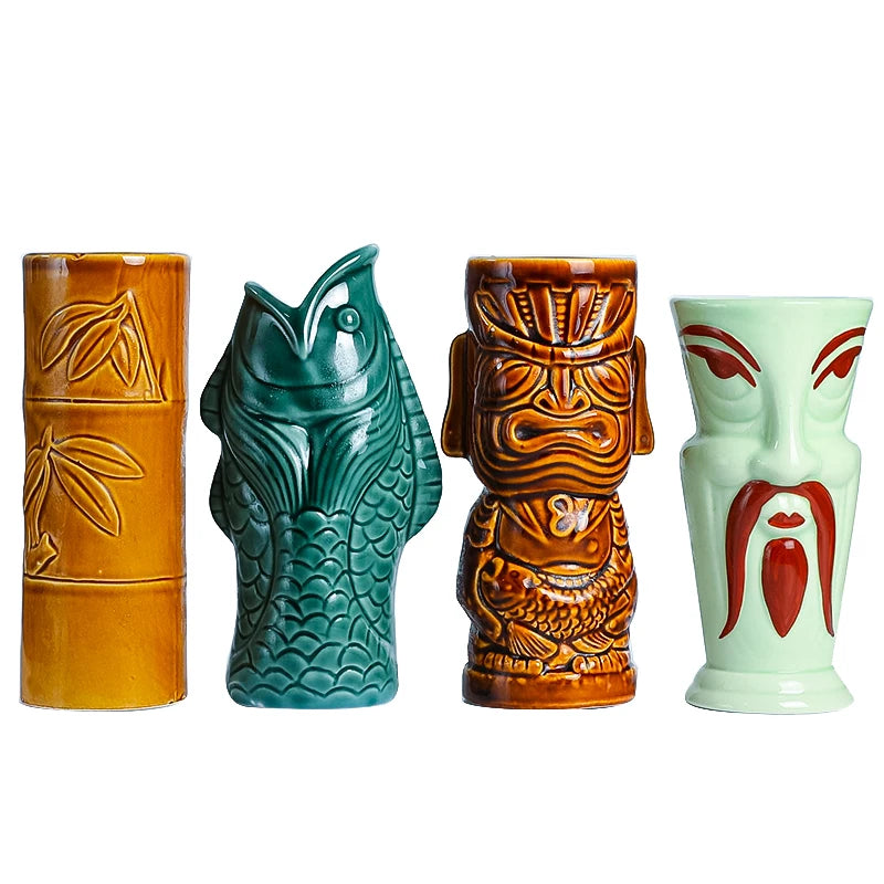 Hawaii Tiki Mugs Cocktail Fish Cup Beer Beverage Mug Wine Mug Ceramic Easter Islander Tiki Mug Bar Tool