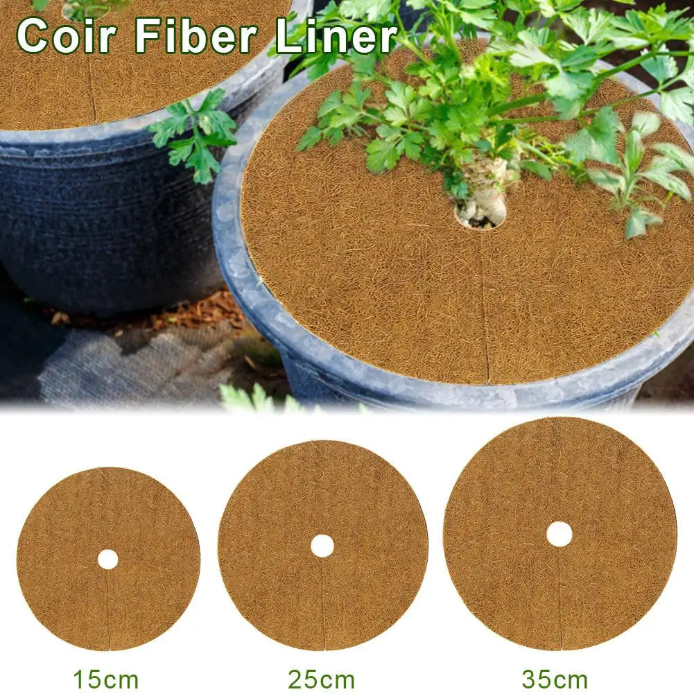 10Pcs Coir Fiber Liner Round Coconut Natural Coconut Fibers Disc Coir Weed Control Rings for Weed Control Plant Cover Flower Pot