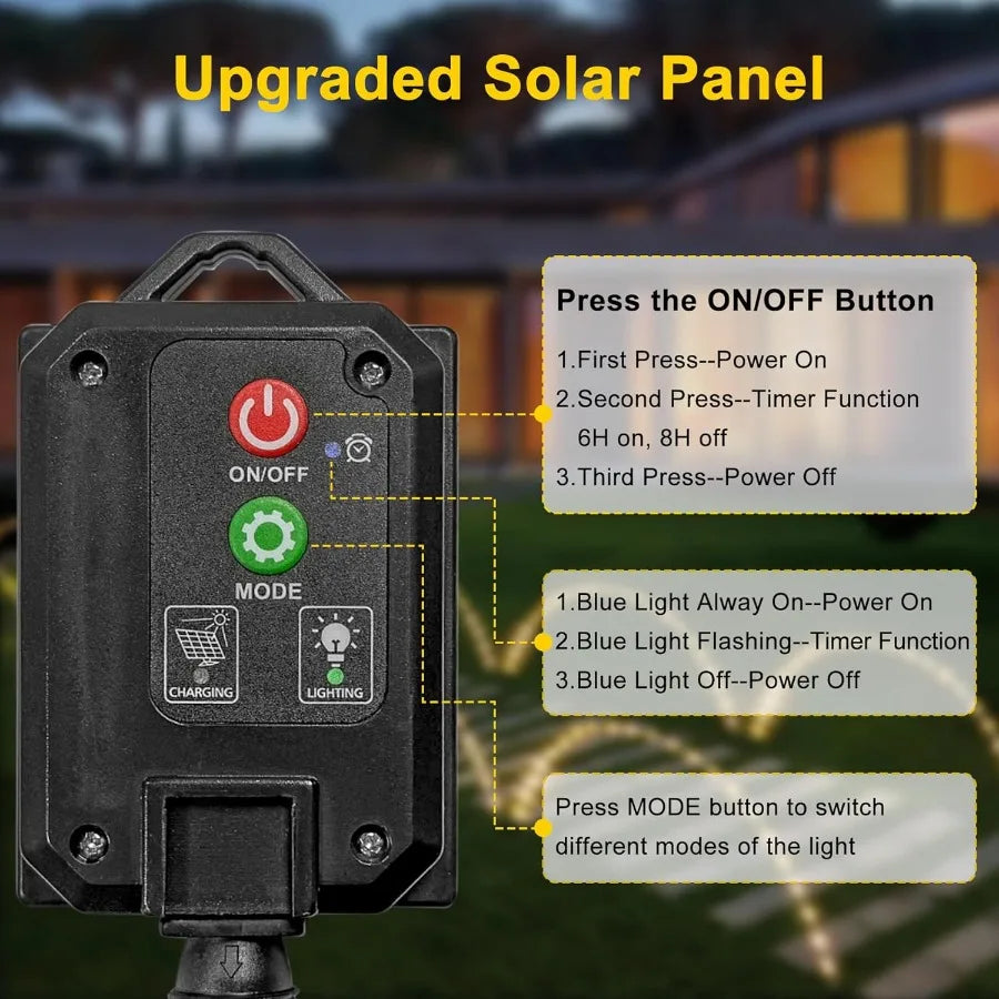 Solar Pathway Lights Outdoor Waterproof String Light Outdoor 5 in 1 120 LED Solar Garden Light with 8 Modes Christmas Lights fo