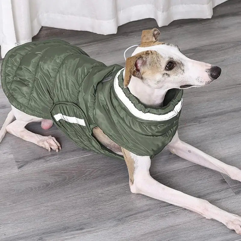 Winter Pet Warm Cotton Jacket Outdoor Thickened Waterproof Fleece Lined Dog Jacket Windproof Comfortable Reflective Dog Clothing