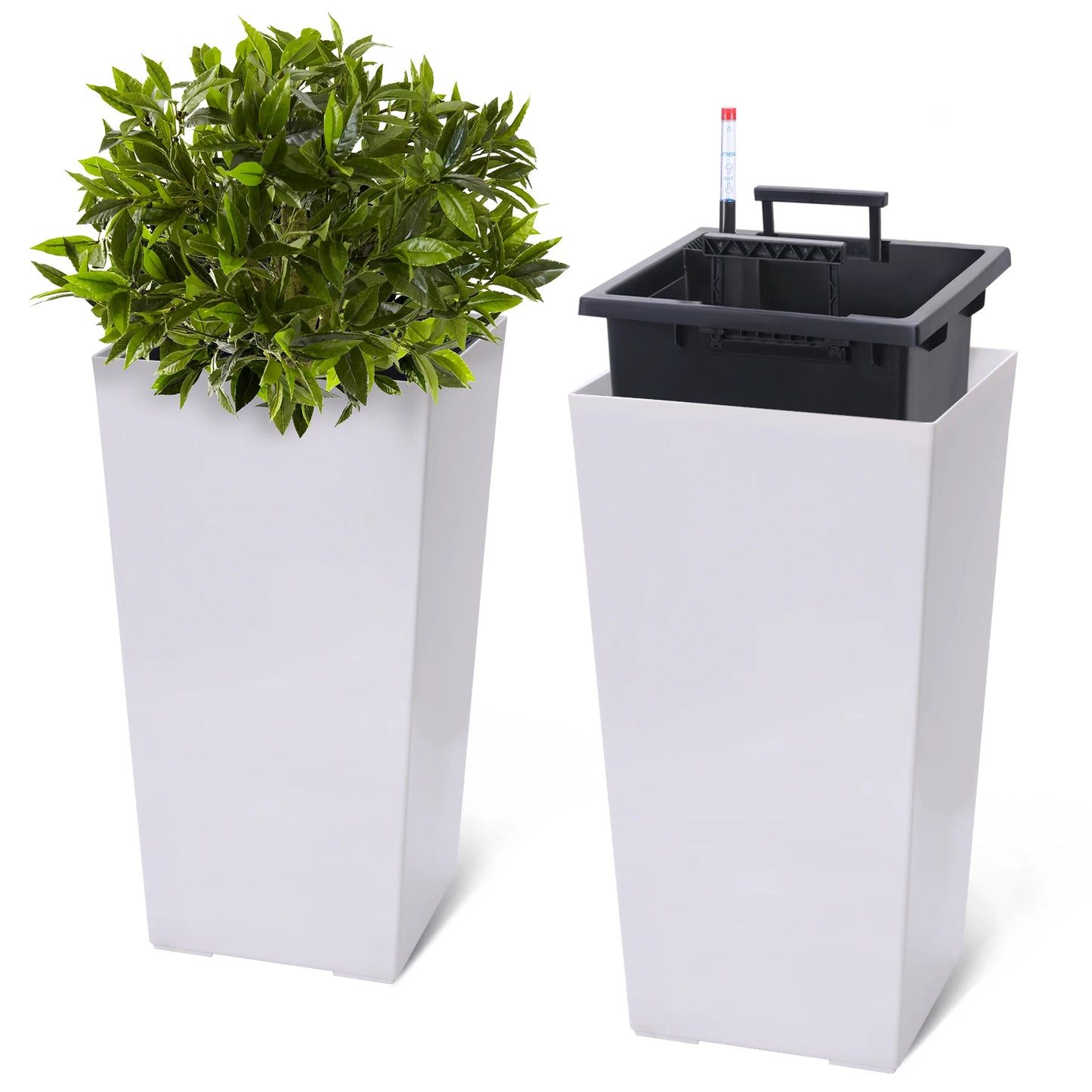 2pcs Planters Outdoor Indoor Planter Pots, High Front Porch Planter Pots with Drainage Holes Auto Watering, Convenience Instill - Quick and EZ Shop