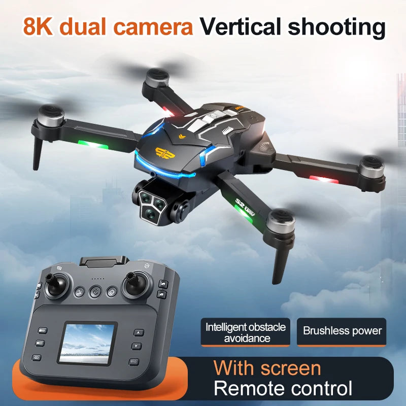 2025 New S2 Max Drone Professional 8K HD Dual Camera Obstacle Avoidance Foldable Quadcopter Drone With Screen Remote Contro