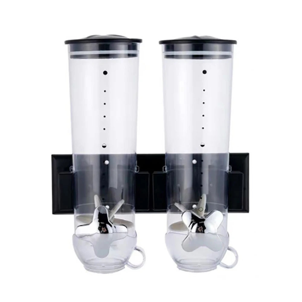 Food Dispensers Wall Mount,2 Pack Dry Cereal Dispenser,Coffee Beans Trail Mix Candy Oatmeal Rice Pasta Candy Container,3L
