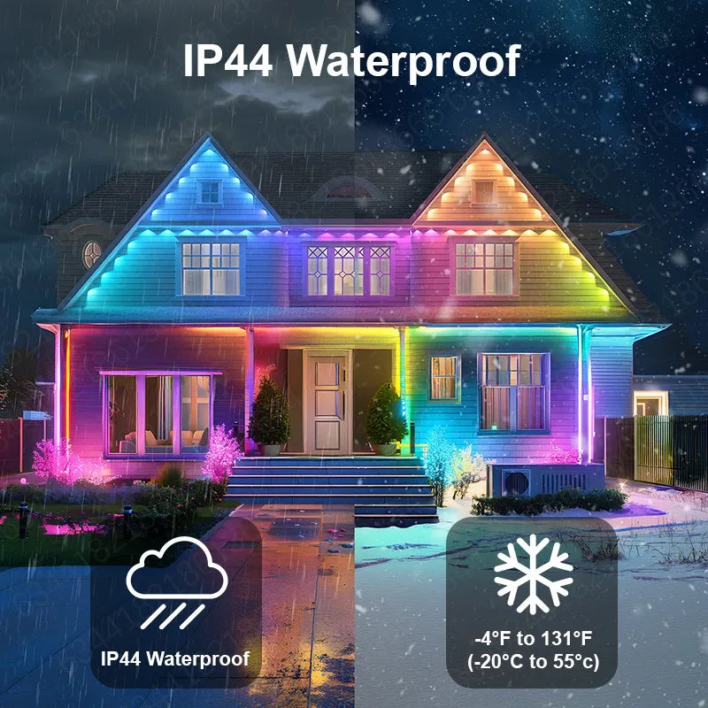 Permanent Outdoor Lights 150ft 100ft 50ft IP67 waterproof application control DIY Scene Full House Christmas Lighting Decor