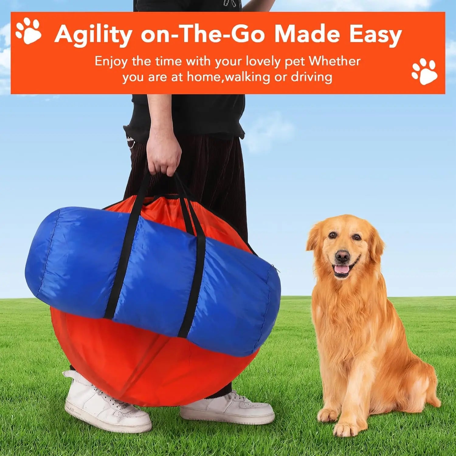 87 Pcs Dog Agile Training Equipment Set Obstacle Course Kit with 70" Tunnel Tire Jump Hurdle Jump Weave Poles for Outdoor Game - Quick and EZ Shop