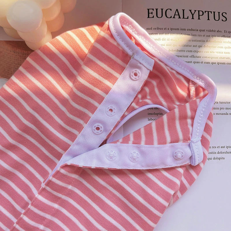 Breathable Pets Striped Overalls For Dogs Tie Dyeing Cat Clothing Sterilization Animal Suit All Season Dog Postoperative Clothes