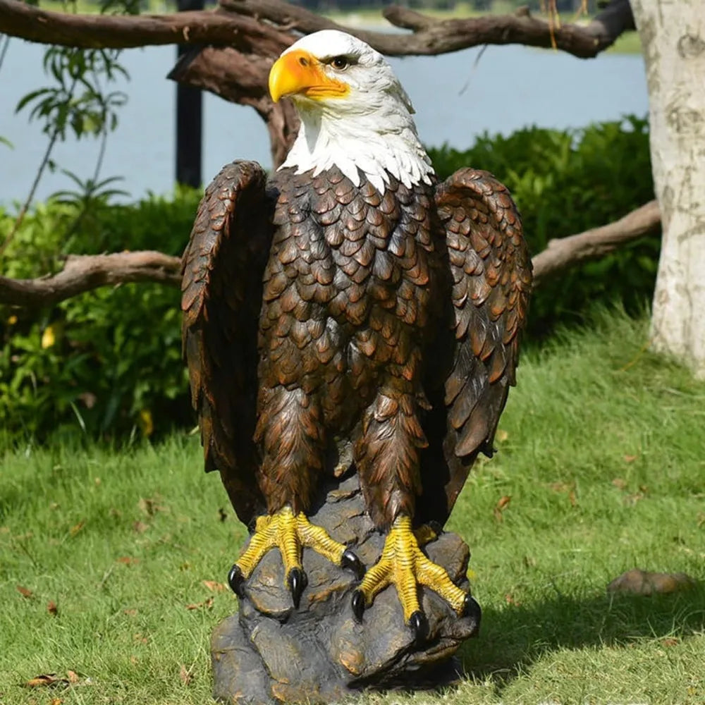 Garden and Yard Statue-Flight of Freedom American Bald Eagle Hanging Bird Statue Hand-Painted Eagle Decor-Bald Eagle Statue