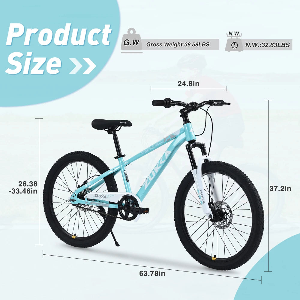 ZUKKA Mountain Bike,24 Inch MTB for Boys and Girls Age 9-12 Years,Multiple Colors