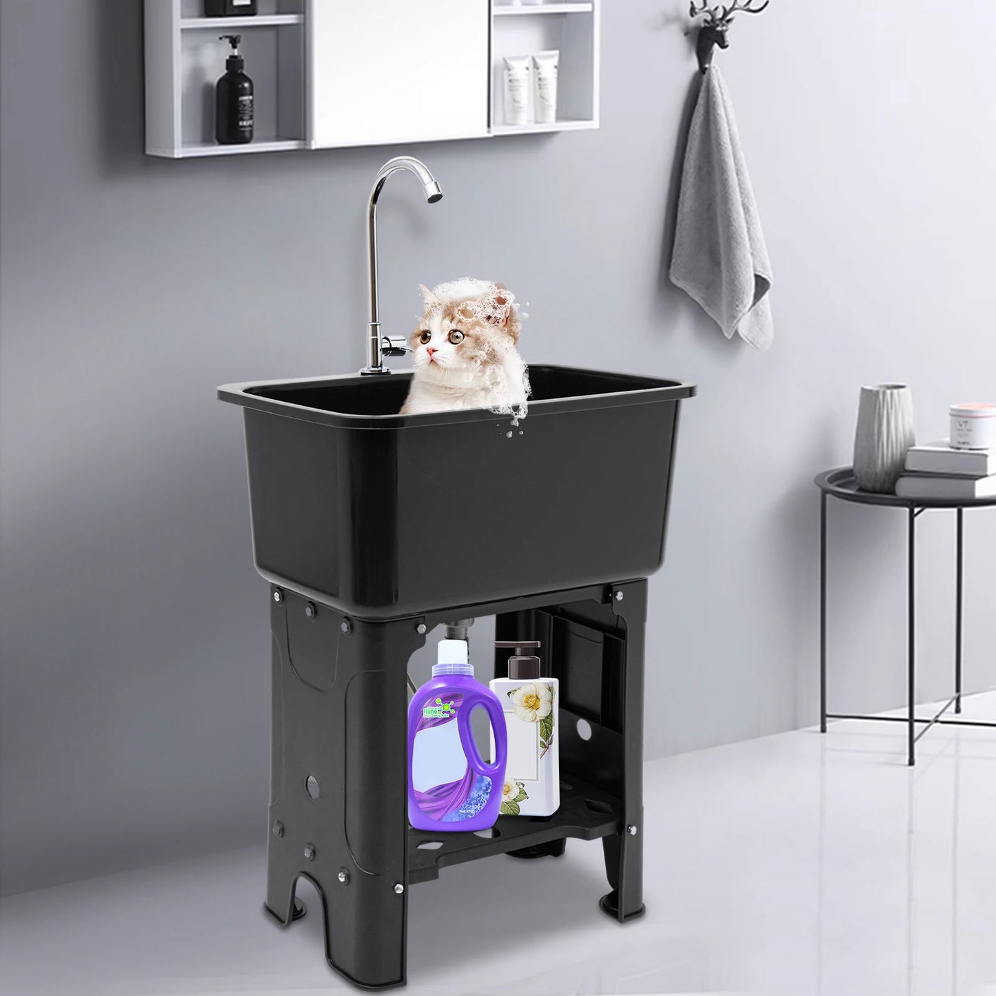 Utility Sink Laundry Tub Plastic Freestanding Washing Room Basement Garage Utility Sink Utility Sink Laundry Faucet Washboard