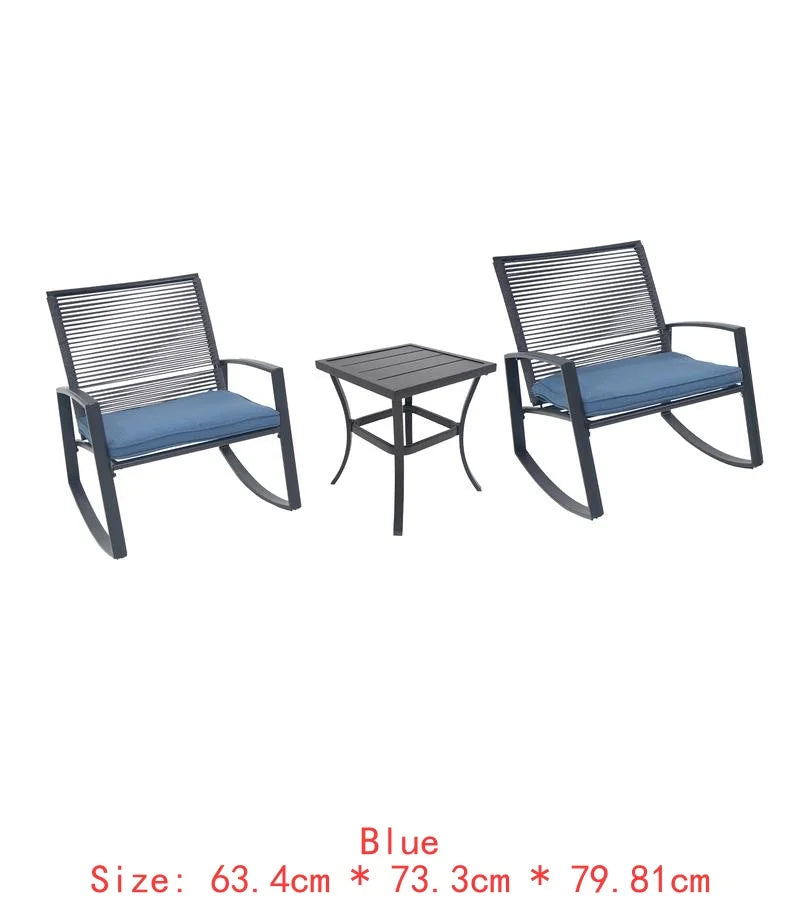 2-Person Outdoor Metal Rocking Bistro Set with Table for Patio Conversation
