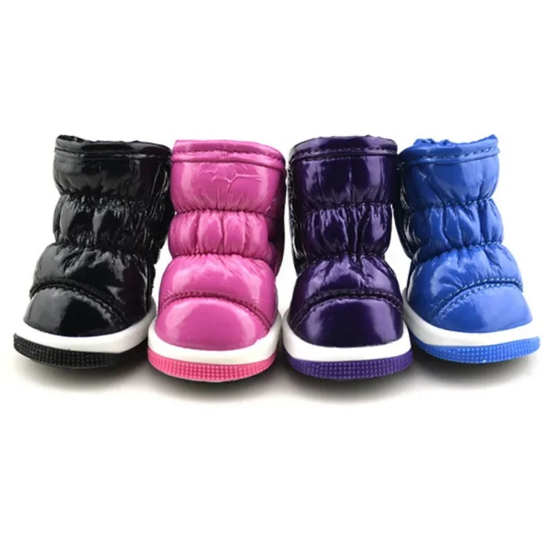 4pcs/set Pet Dog Winter Rain Shoes Waterproof Dogs Warm Snow Boots Puppy Dog Non-Slip Shoes For Small Medium Dog Yorkie Shoes - Quick and EZ Shop