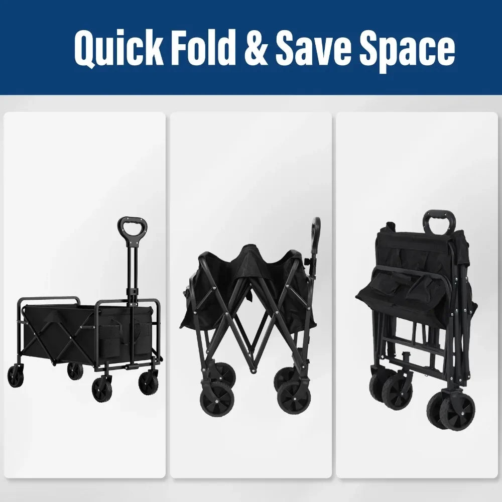 Outdoor Camping Handcart with Foldable Wheels: Portable Cargo Transport for Hiking, Camping, and Adventures – One-Hand Operation