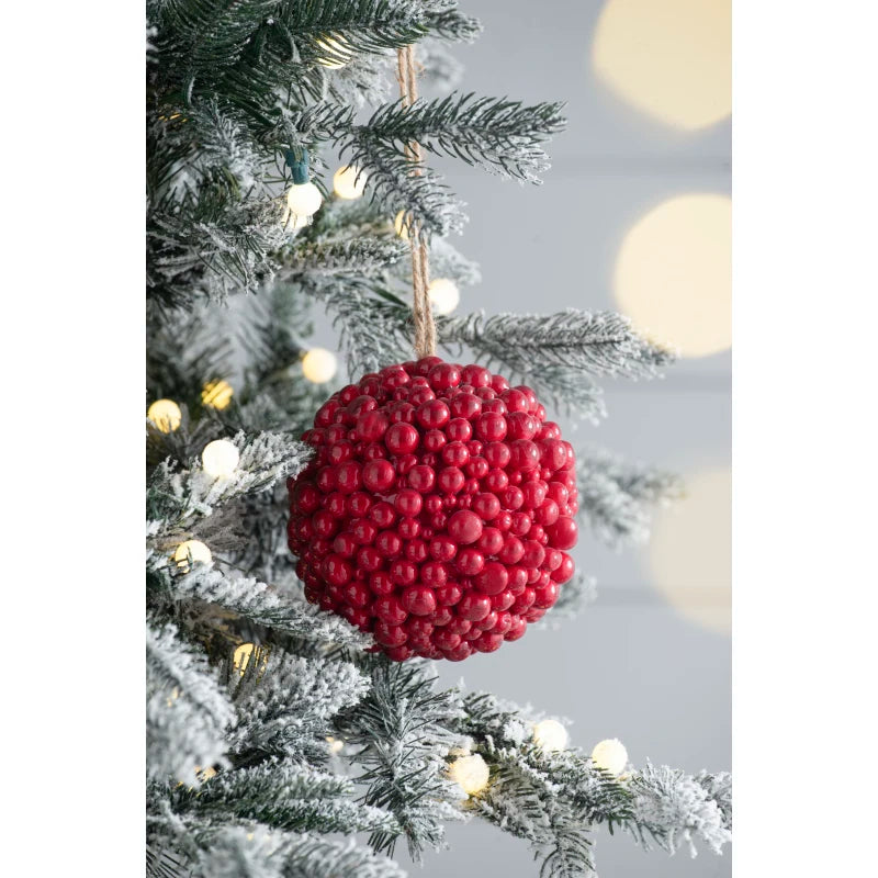 6.5x6.5 Red Berry Ball Ornament, Decorative Hanging Ball Christmas Tree Ornaments for Holiday Party Decorations, Set of 3