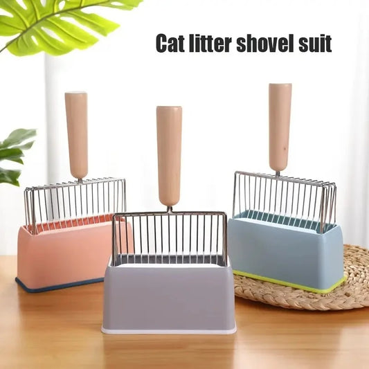 Metal Cat Litter Scoop Set - Durable Stainless Steel Litter Shovel with Handle for Easy Cleaning, Efficient Waste Removal for Ca