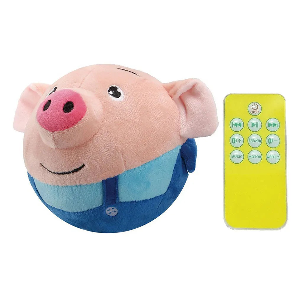Cartoon Pig Active Moving Pet Plush Toy USB Rechargeable Interactive Dog Toys Talking Moving Dog Ball Toy