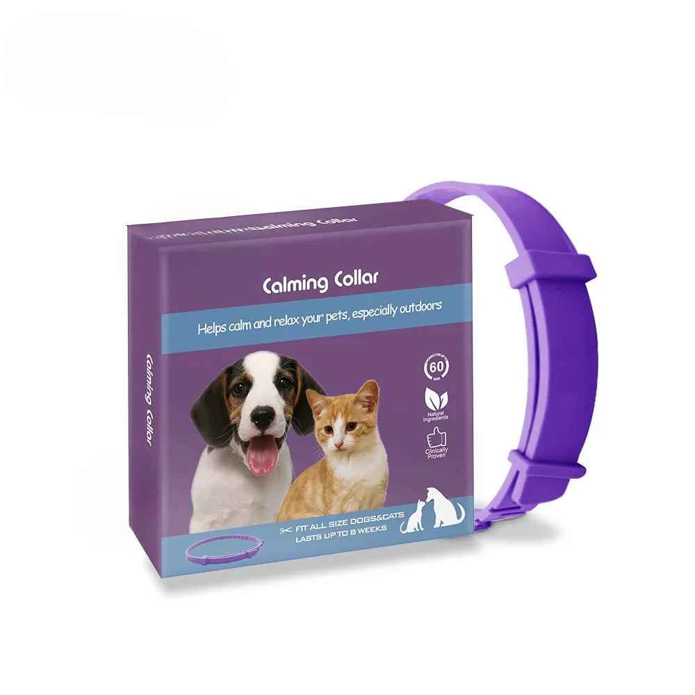Pet Calming Collar For Cats Dogs Adjustable Anxiety Pheromone Reducing Pet Collar Lasting Natural Calm Relax Soothing Collars