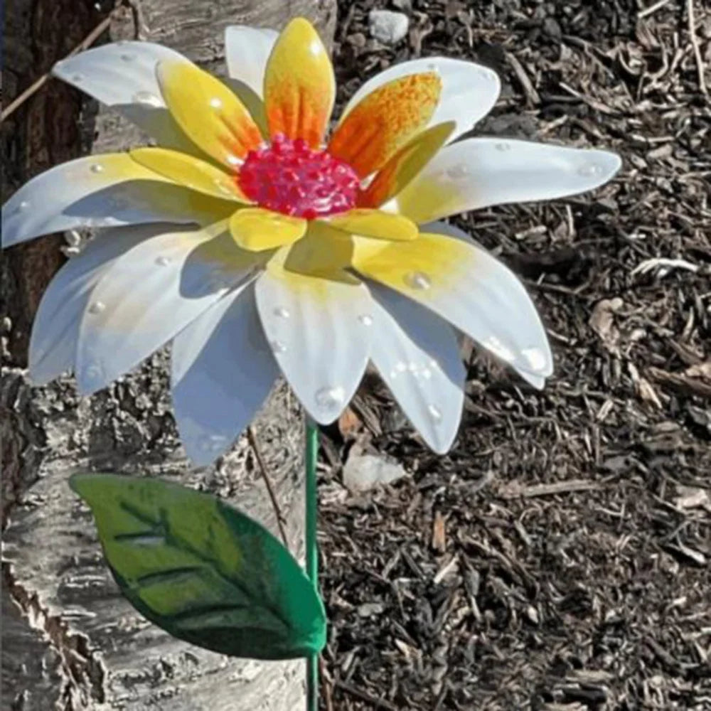 Decorative Metal Daylily Flower Garden Stakes Indoor Outdoor Crafts Garden Plant Flower Stick Patio Decor Yard Art Lawn Decor