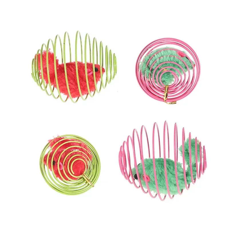Cat Toy Balls Funny Stretchable Kitten Springs Toys Interactive Caged Rats Rolling Cat Balls