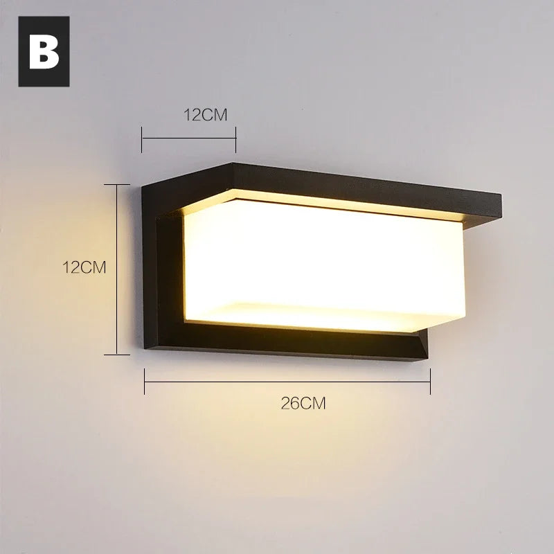 Outdoor E27 LED Aluminum Frame Wall Light 85-265V IP65 Waterproof Porch Lamp Garden Exterior Decor Sconce Lamp 12W 15W 20W 25W