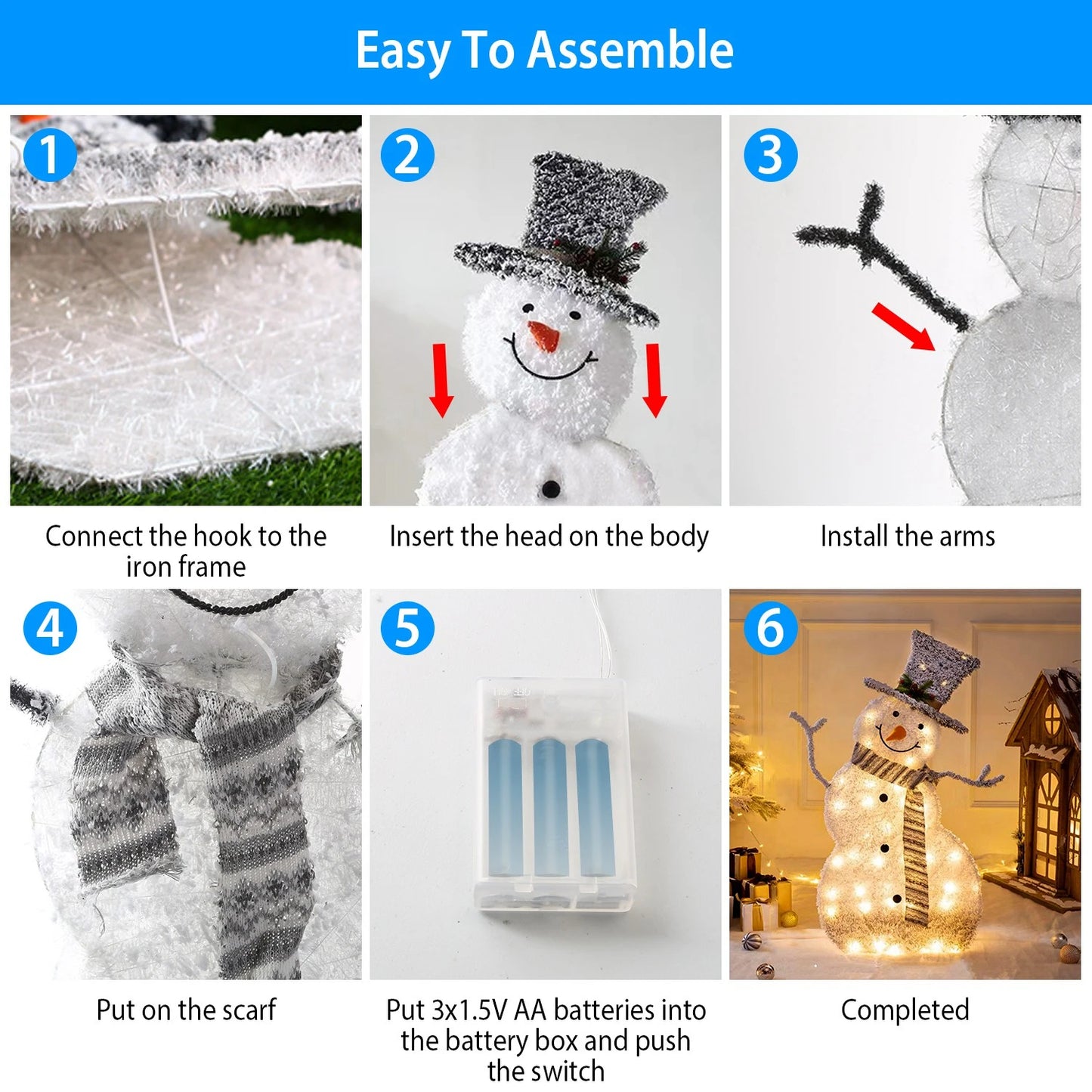 LED Christmas Snowman Decoration lighted up snowman Collapsible Battery Operated Lighted Snowman Indoor Outdoor Garden Light