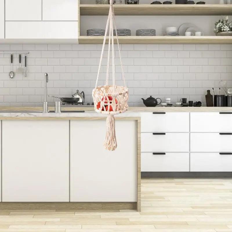 Hanging Hand-woven Macrame Plant Hanger Flower Pot Planter Hanger Wall Decor Courtyard Garden Hanging Planter Hanging Basket - Quick and EZ Shop