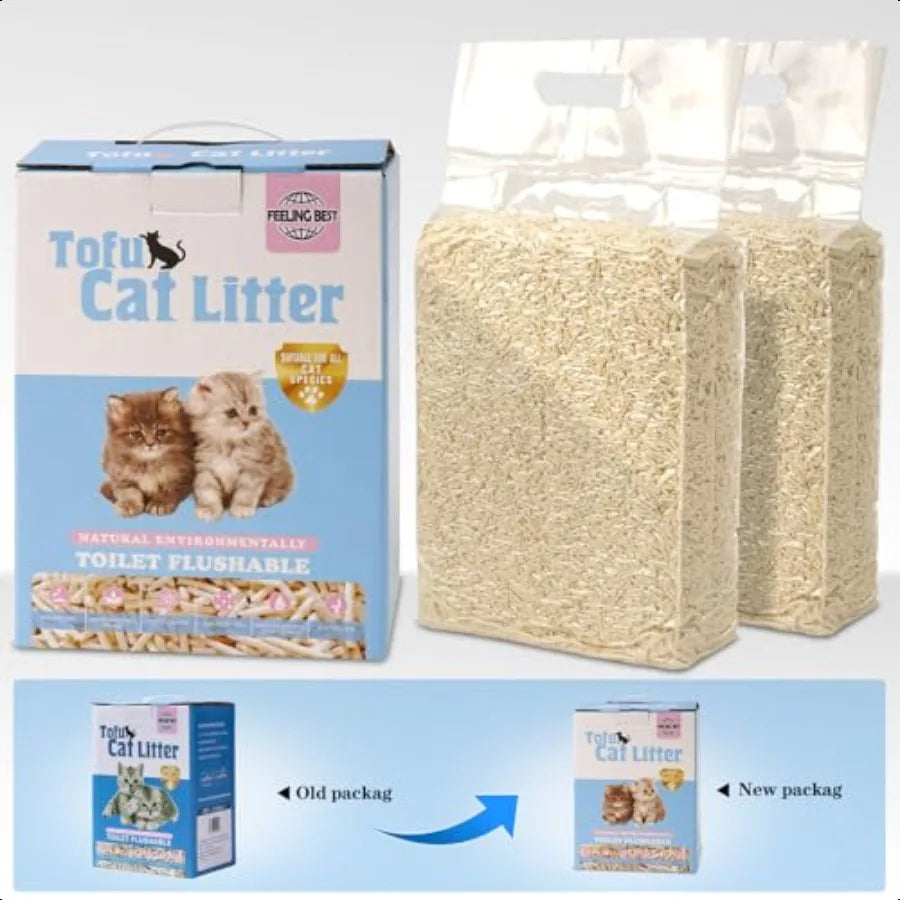 Tofu Cat Litter 11.2LB 5.6lb×2bag Clumping 100 Natrual Raw Materials Clumping Flushable Ultra Absorbent and Fast Drying Solubil