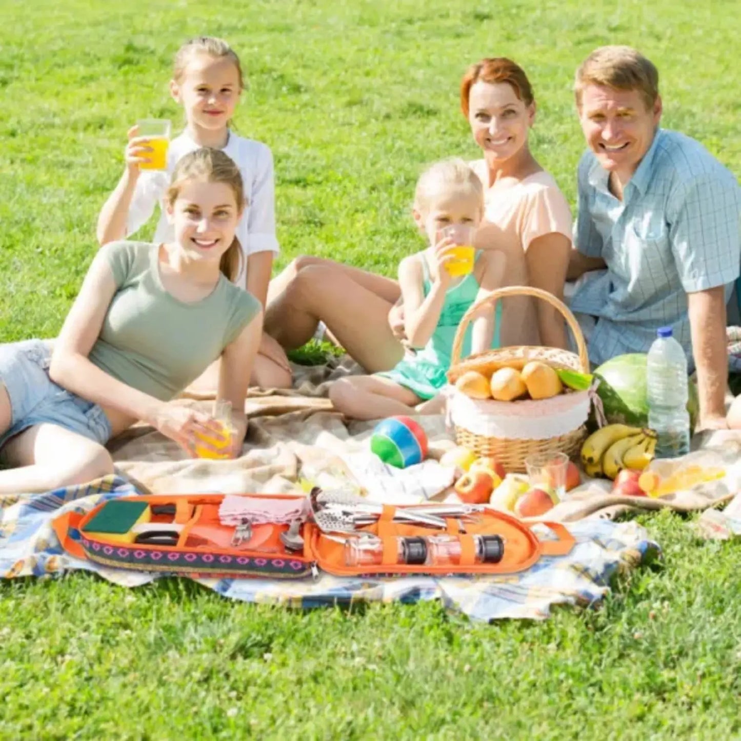 19pcs camping cooking kit Portable picnic cookware Outdoor kitchen Gear campfire BBQ kit with storage bag