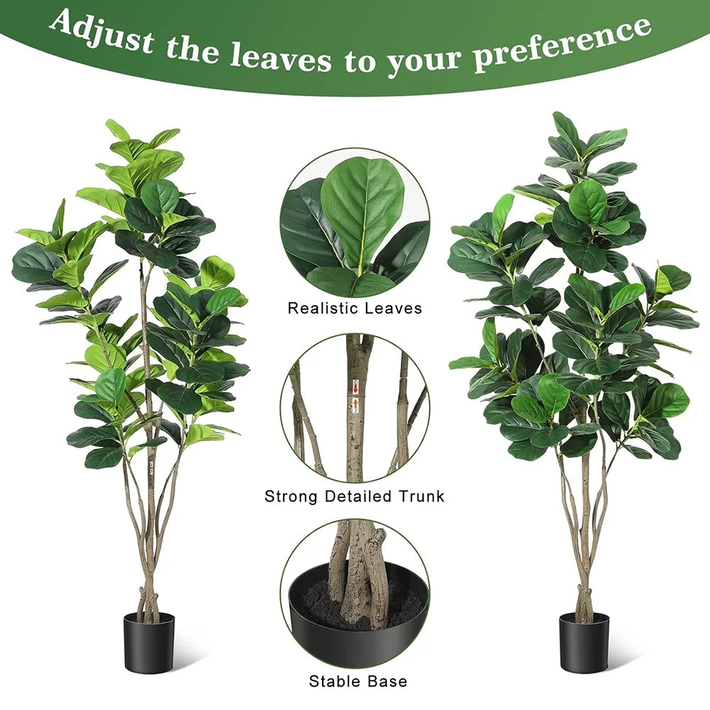 Artificial Tree Faux Fiddle Leaf Fig Tree 4/5/6ft Tall Ficus Tree Artificial for Home Decor Fake Lyrata Fig Plants with Pot