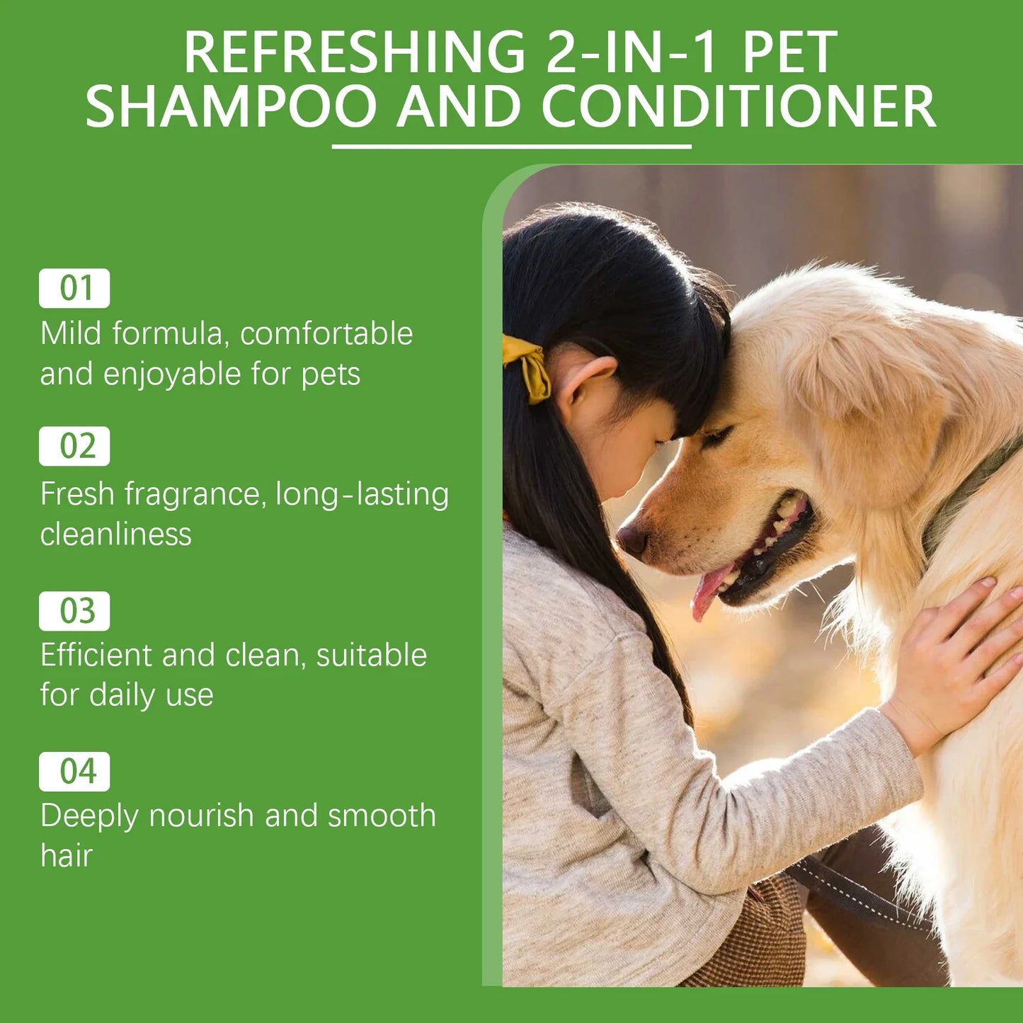 1-4PCS Pet 2 in 1 Shampoo and Conditioner for Dogs and Cats Long Lasting Fragrance Fur Care Gentle Cleaning Bath Use Gift