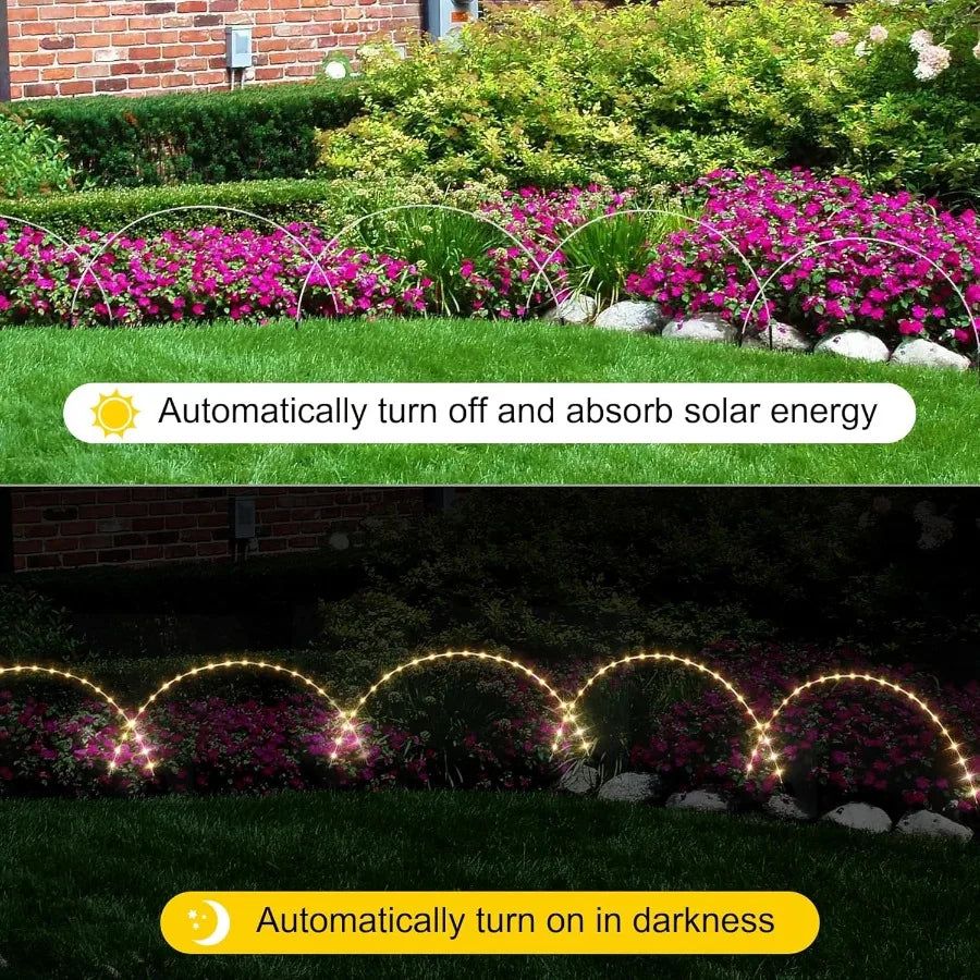 Solar Pathway Lights Outdoor Waterproof String Light Outdoor 5 in 1 120 LED Solar Garden Light with 8 Modes Christmas Lights fo