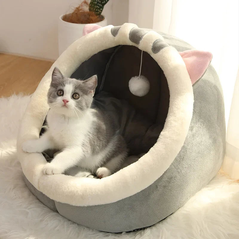1PC Warm Winter Four Seasons Universal Semi-Closed Cute Comfortable Cat Nest Bed Warm Pet Nest - Quick and EZ Shop