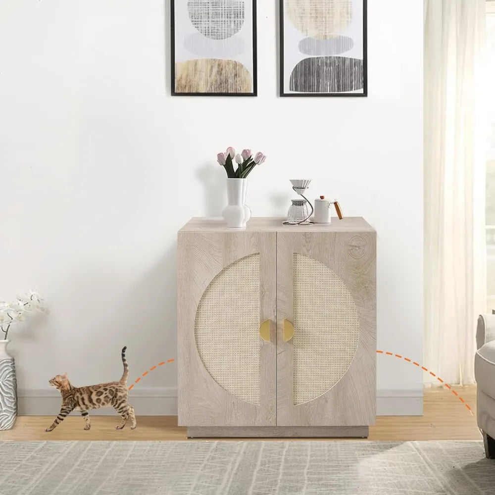 Elevated Cat Litter Box Enclosure with Storage Shelves, Concealed Design for Tall or Top-Entry Litter Boxes, Secure Kitty Litter