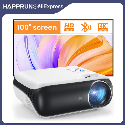 HAPPRUN Projector, native 1080P Bluetooth projector, portable outdoor, full HD mini projector, home bedroom speaker