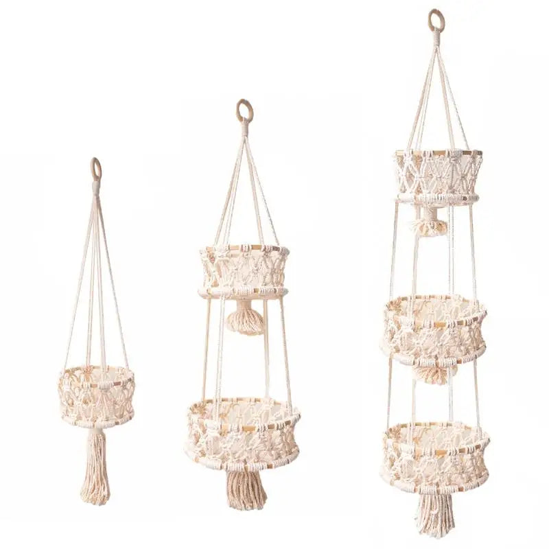 Hanging Hand-woven Macrame Plant Hanger Flower Pot Planter Hanger Wall Decor Courtyard Garden Hanging Planter Hanging Basket - Quick and EZ Shop