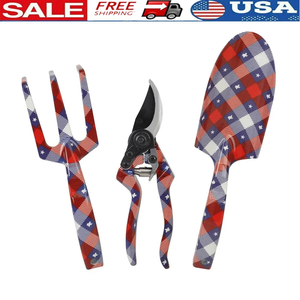 3 Piece Texas Themed Garden Tool Set Metal Hand Tools Shovel Cultivator Shears Gardening Enthusiasts