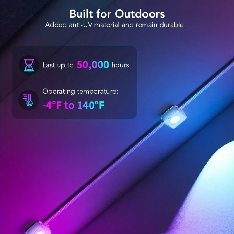 Permanent Outdoor Lights 150ft 100ft 50ft IP67 waterproof application control DIY Scene Full House Christmas Lighting Decor