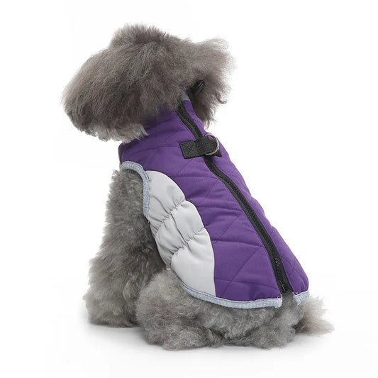 Pet Cotton Clothes 2022 New Winter Dog Clothes Patchwork Zipper Jacket Warm Thickened Polyester Fabric Pet Towing Clothes DZ259
