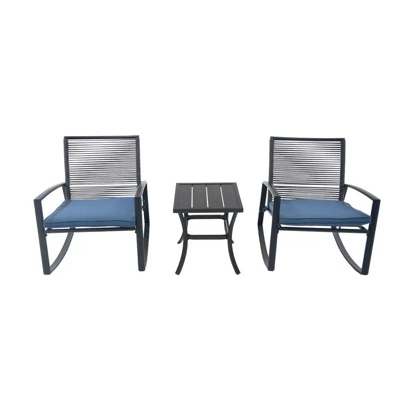 2-Person Outdoor Metal Rocking Bistro Set with Table for Patio Conversation