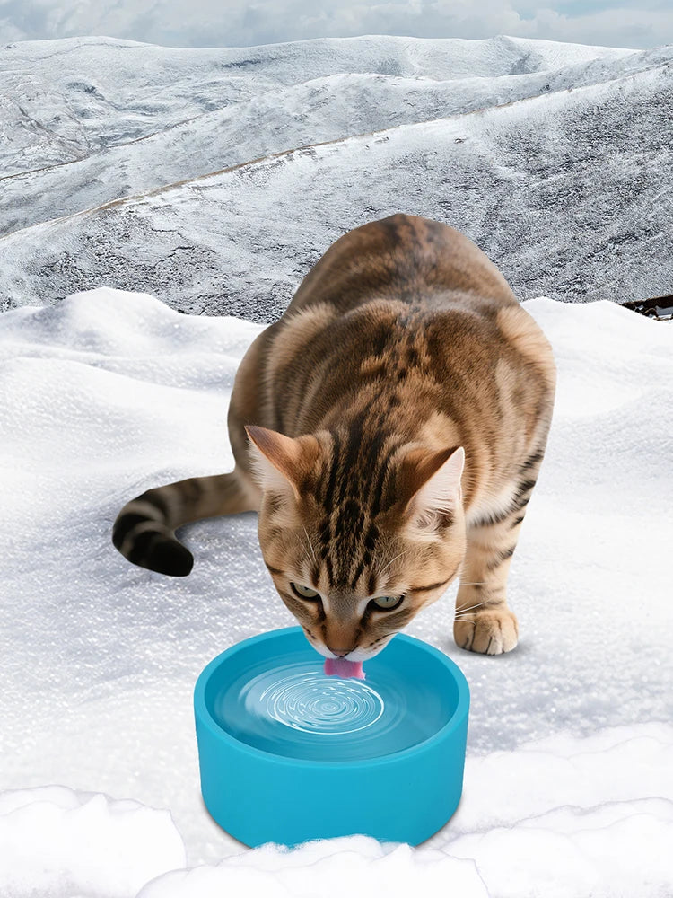 Heated Water Bowl 3.2 L/108 Oz Outdoor Thermal Pet Bowl Anti-Freeze Heated Pet Water Dish for Cat Rabbit Chicken Duck Squirrel