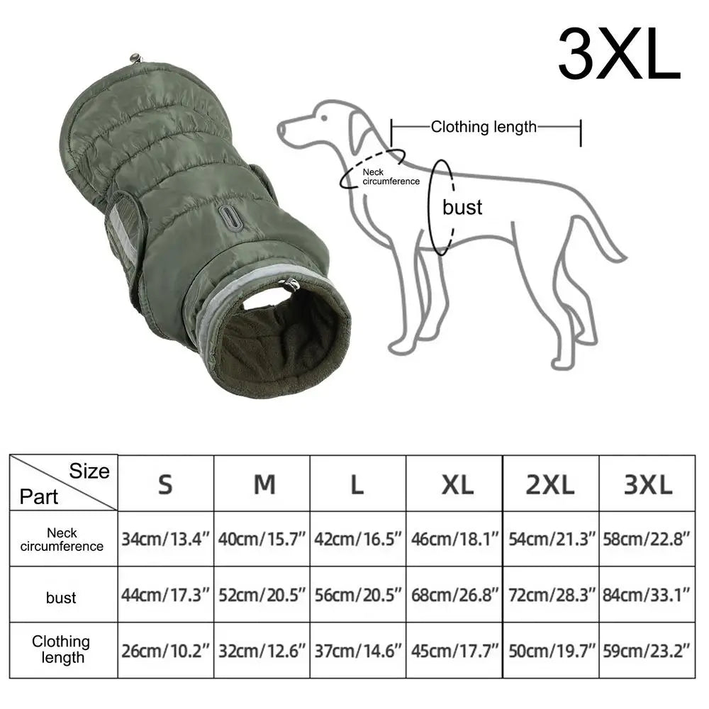 Winter Pet Warm Cotton Jacket Outdoor Thickened Waterproof Fleece Lined Dog Jacket Windproof Comfortable Reflective Dog Clothing